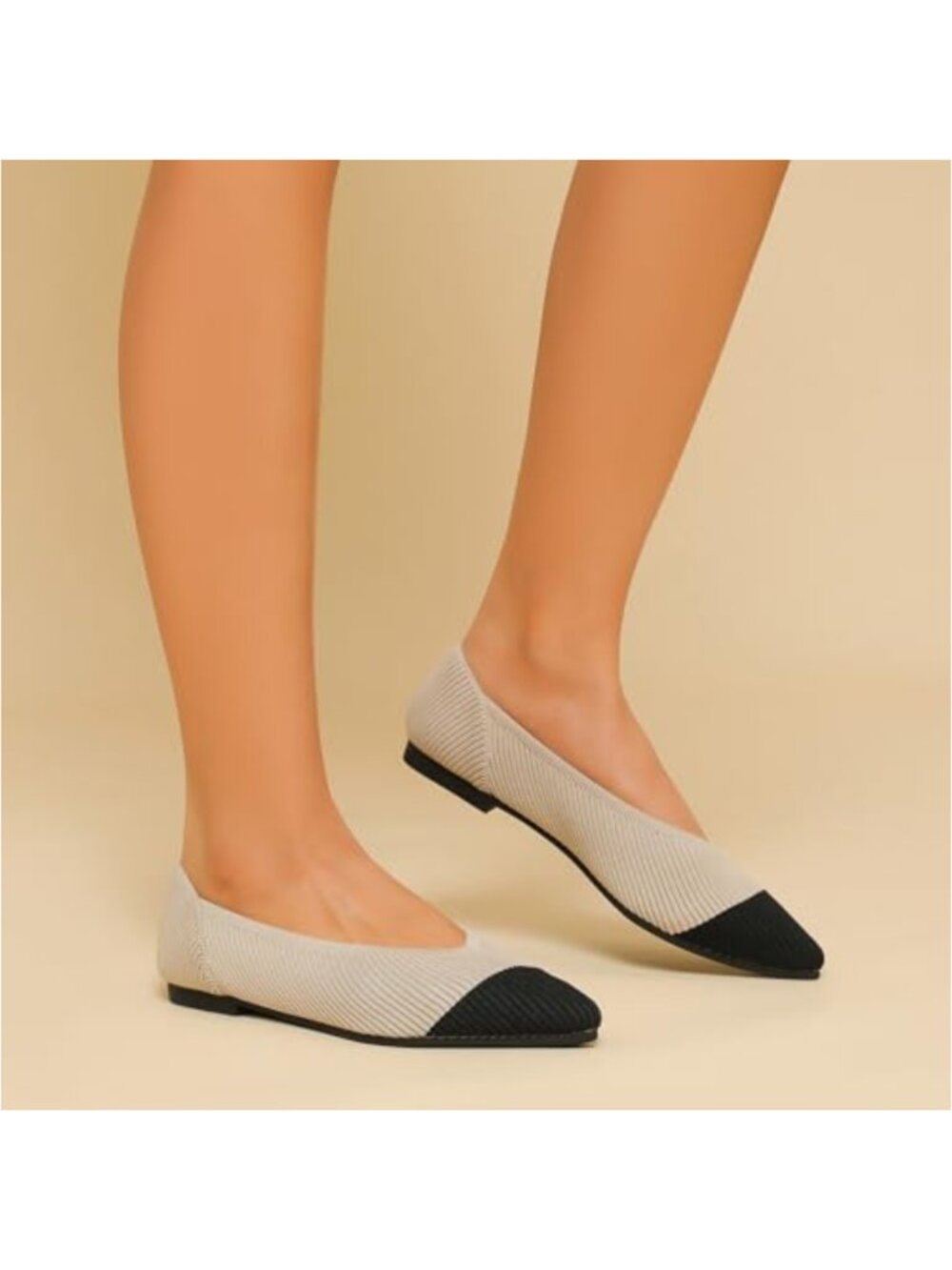 Women's Knit Ballet Flats Pointed Toe Slip On Comfortable Dressy Work Shoes - Picture 5 of 6